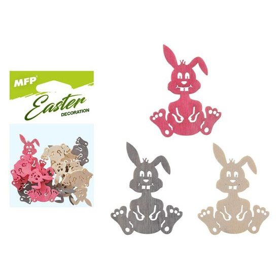 dekorace zajíc barevný 12ks 4cm mix 2221440