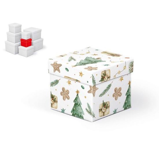 krabice dárková vánoční C-V007-B 10x10x9cm 5370940