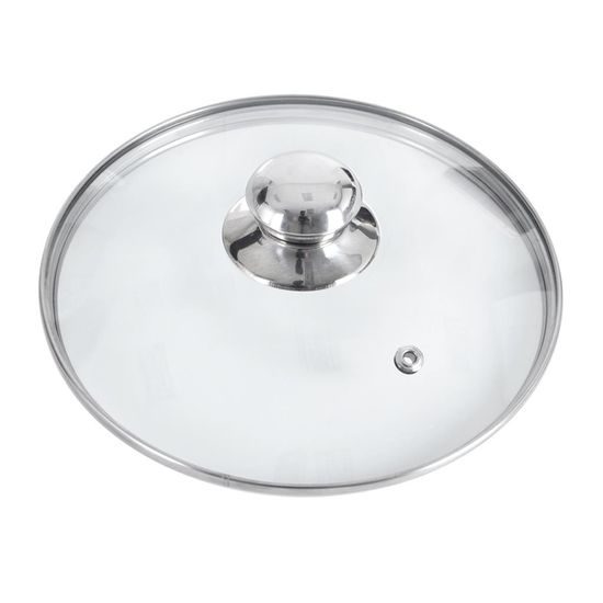 Skleněná poklice pr. 24 cm s nerezovým úchytem