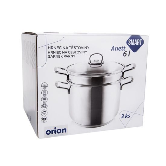 Rozsdamentes acél tésztafőző edény ANETT 6 l, 3 részes
