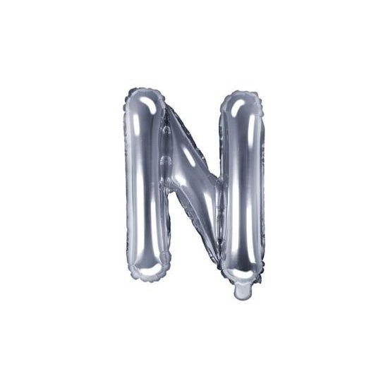 Balloon foil letter "N", 35 cm, silver (NELZE PLNIT HELIEM)