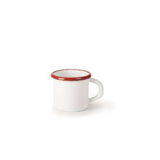 Enamel mug red and white 8 cm