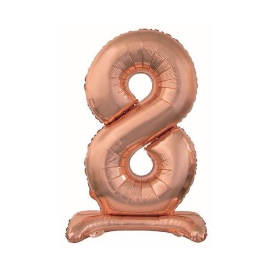Rose Gold Foil Number Balloon on Stand, 74 cm - 8