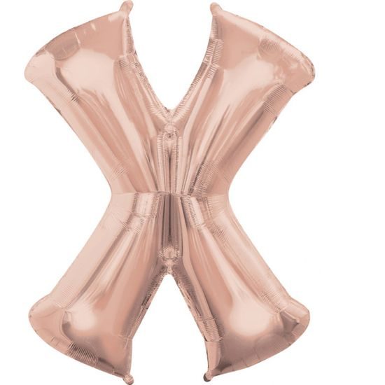 Písmeno X růžovo-zlaté foliový balónek 83 cm