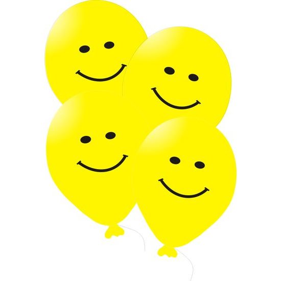 Printed smiley balloons 5pcs yellow