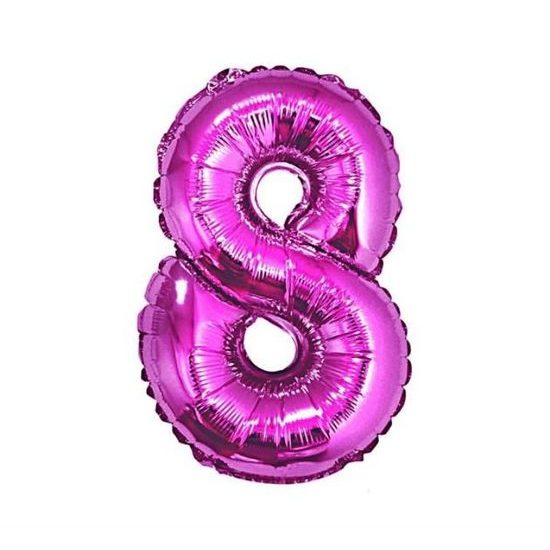 Balloon foil numerals pink 35 cm - 8 (CANNOT FILL HELIEM)