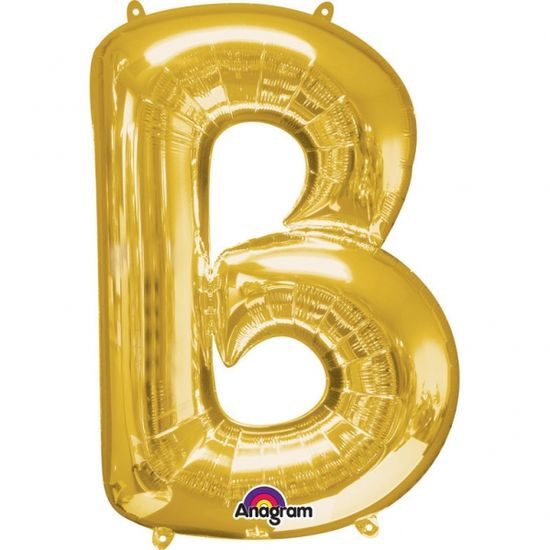Písmeno B zlatý foliový balónek 33 cm x 22 cm