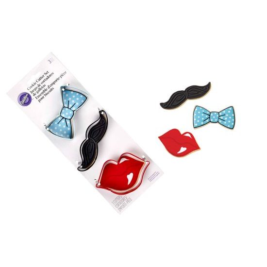 Wilton Cookie Cutter Set Tie/Mustache/Lips