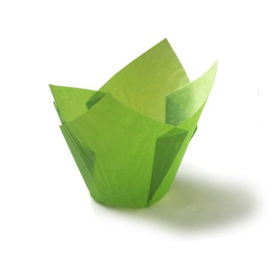 Papírové košíčky na muffiny tulipán zelený papírový 12 ks