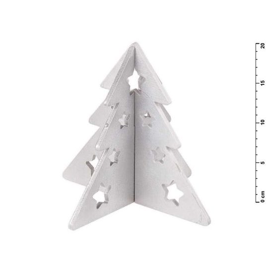 stromek dřevo skládací stříbrný s glitrem 20cm 8885547