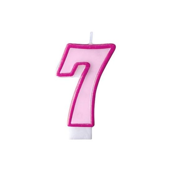 Birthday candle 7, pink, 7 cm