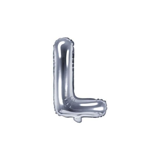 Fólia léggömb "L" betű, 35 cm, ezüst (NEM Tölthető héliummal)