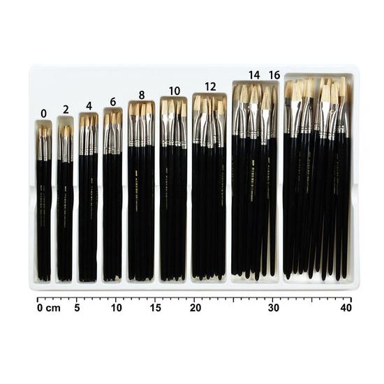 Sada plochých štetcov veľkosti 0 až 16 - 108 ks