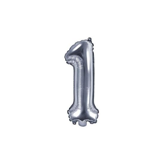 Balloon foil numerals silver 35 cm - 1 (CANNOT FILL HELIEM)