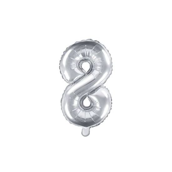 Balloon foil numerals SILVER 35 cm - 8 (CANNOT FILL WITH HELIUM)