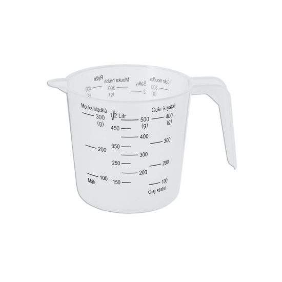 Plastic Measuring Cup with Printed Measurements - 0.5 L