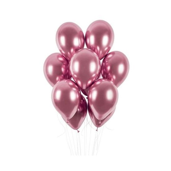 Chrome Balloons 50 pcs Pink Shiny - Diameter 33 cm