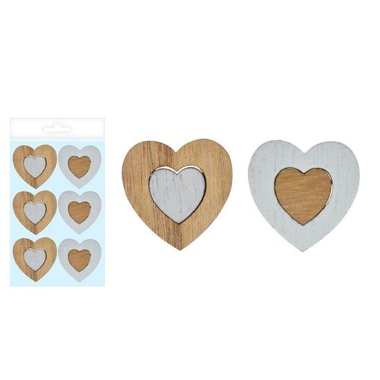 srdce 6ks dřevo 4cm v sáčku 8886009