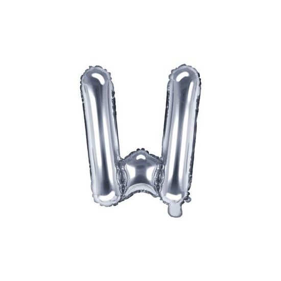 Balloon foil letter "W", 35 cm, silver (NELZE PLNIT HELIEM)