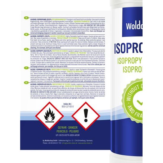 Čistiaci prostriedok Isopropanol 99,9% - Izopropylalkohol IPA - 1000 ml