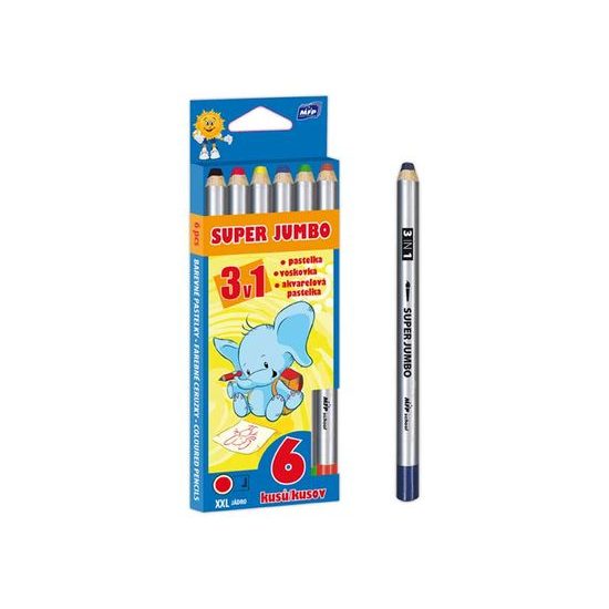 Super Jumbo 3in1 Universal Crayons - 6 colours