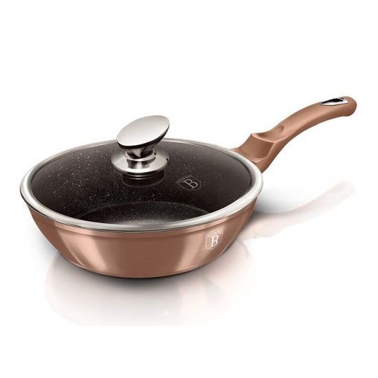 Pánev hluboká s mramorovým povrchem a poklicí 24 cm Rosegold Metallic Line