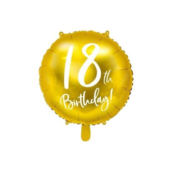 Balón foliový 18. narozeniny zlatý, 45 cm