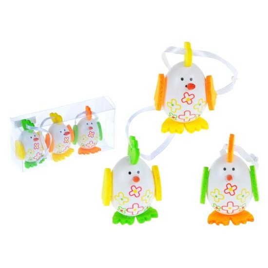 vajíčka plast 5,5cm/3ks v slepice krabičce 2221434