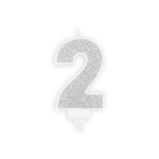 Ezüst születésnapi gyertya 2, 7 cm
