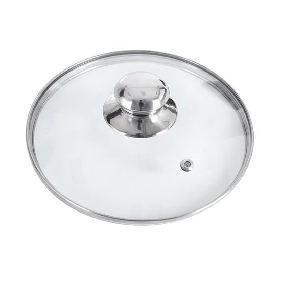 Skleněná poklice pr. 20 cm s nerezovým úchytem