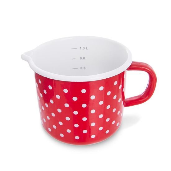 Hrnek smalt TEČKA 12 cm výlevka