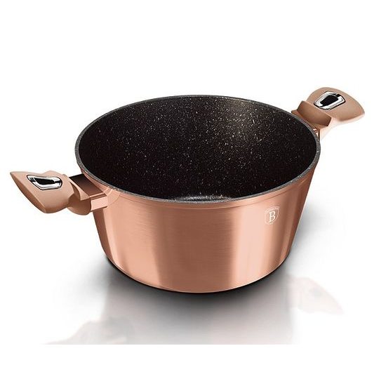 Kastrol s mramorovým povrchem a poklicí 20 cm Rosegold Metallic Line