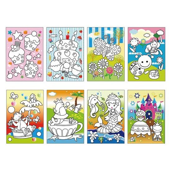 malování vodou - kartonový list + štětec 150x210mm mix č.1 5300994