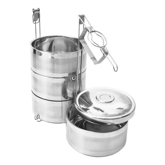 Termo nosič potravín z nehrdzavejúcej ocele, 4 poschodia, 16 cm 1,1 l