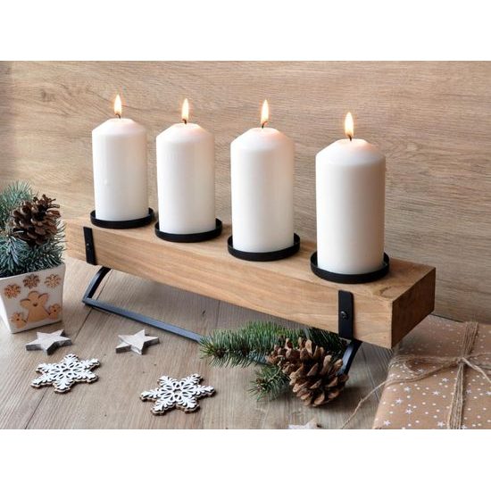 Wooden Advent candle holder 48x14 cm