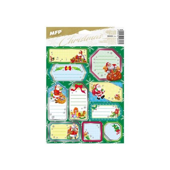 samolepky na dárky vánoční stříbrné 200x300mm/10ks 8885996