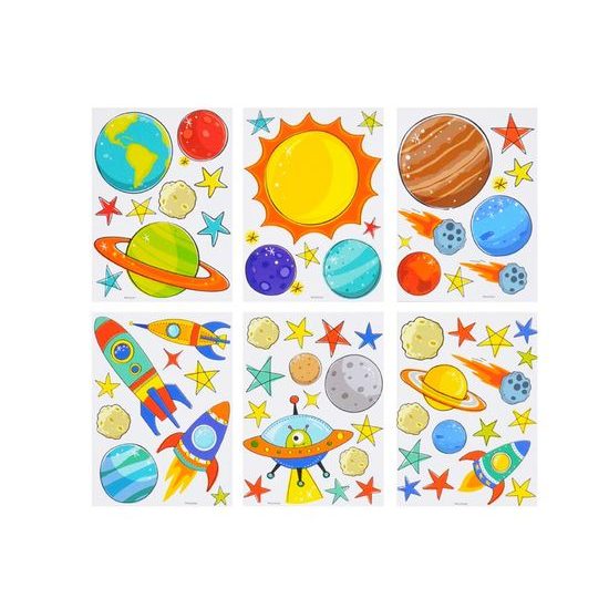 Samolepící dekorace 15057 v bloku vesmír 16 x 23 cm 6 listů