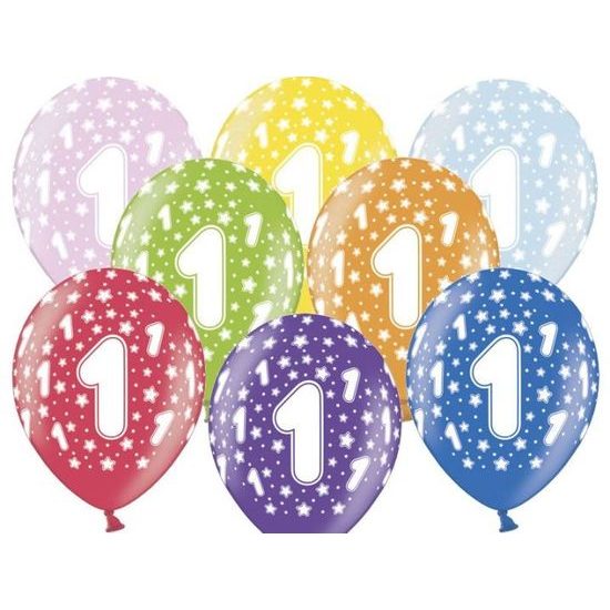 Thick Balloons 30 cm Metallic Mix - Birthday No.1