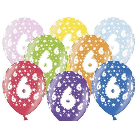 Silné balóny 30 cm metalický mix - narodeniny č. 6