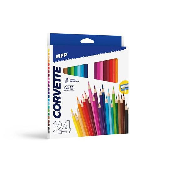 crayons 24 pcs triangular with pencil sharpener