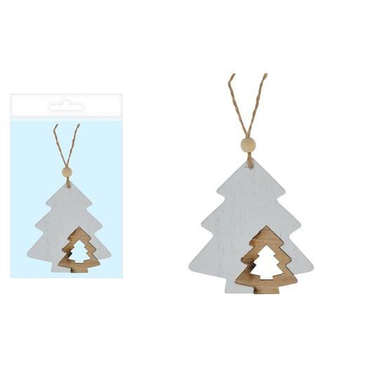 stromek dřevo bílý 8cm závěs 8886004