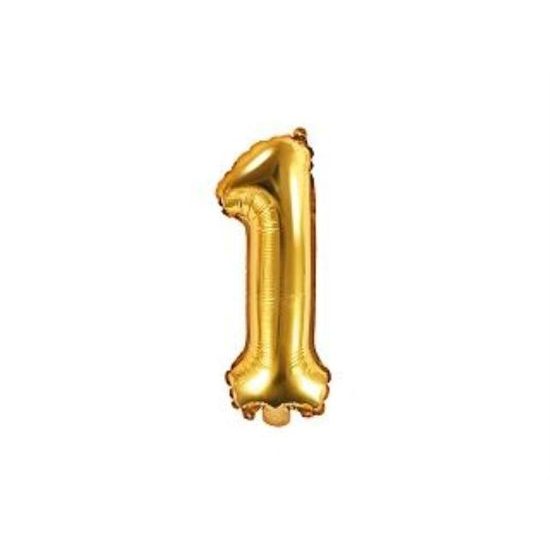 Balón foliový číslice zlatá 35 cm - 1 (NELZE PLNIT HELIEM)
