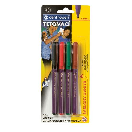 Tetovacie značky 4ks + šablóny