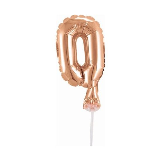 Balloon foil numerals - 0 - ROSE GOLD 12,5 cm with holder