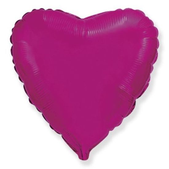 Balón foliový 45 cm Srdce tmavě růžové FUCHSIE