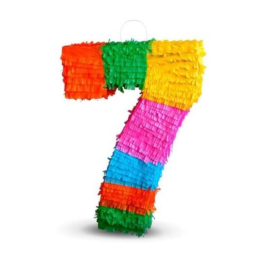 Piñata number " 7 " coloured - breakable, 50x35x7,5 cm