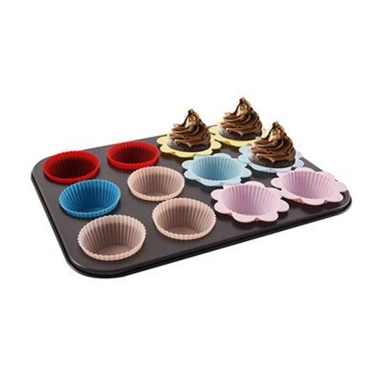 Teflon forma nem tapadő a muffinhoz 12 szilikon kosárral