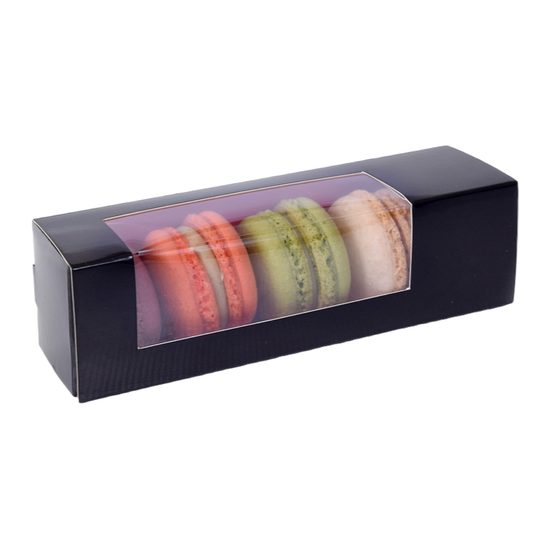 Small paper box for macaroons, black and pink - 1 pc