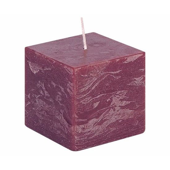 Candle cube burgundy rustic 68/68/65