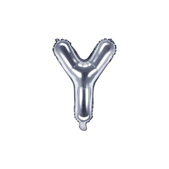Balón foliový písmeno "Y", 35 cm, stříbrný (NELZE PLNIT HELIEM)